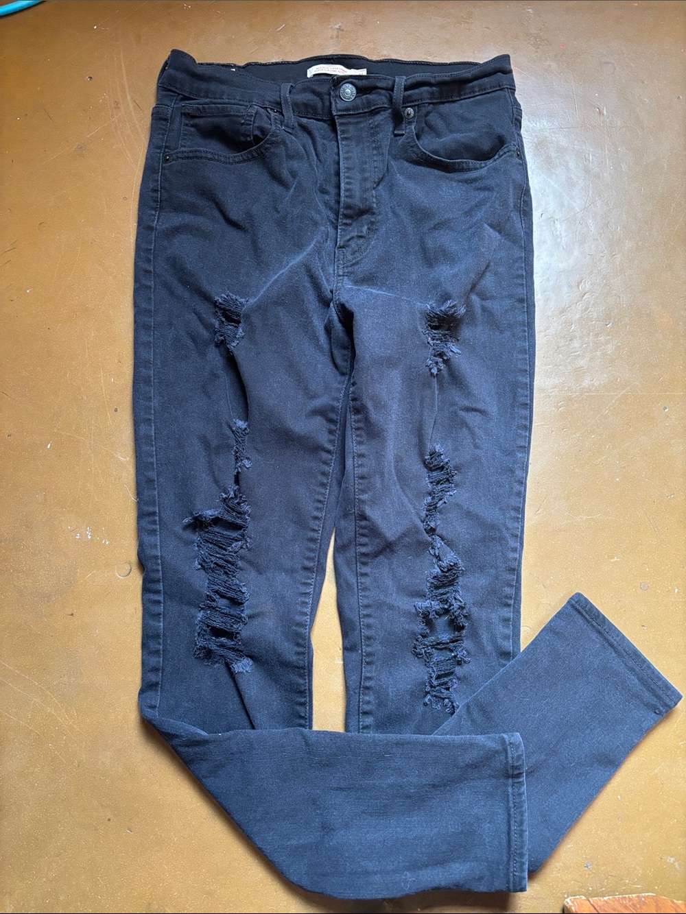 Black Distressed Skinny Jeans for Women